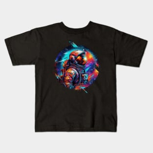 Neon Astronaut Glitch Kids T-Shirt